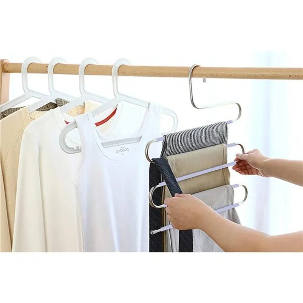 6 Pack S-Shape Trousers Hangers Stainless Steel Clothes Hangers Closet Storage